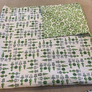 Williamsburg set of reversible quilted bedspread/ 2 Euro shams and 2 valances .